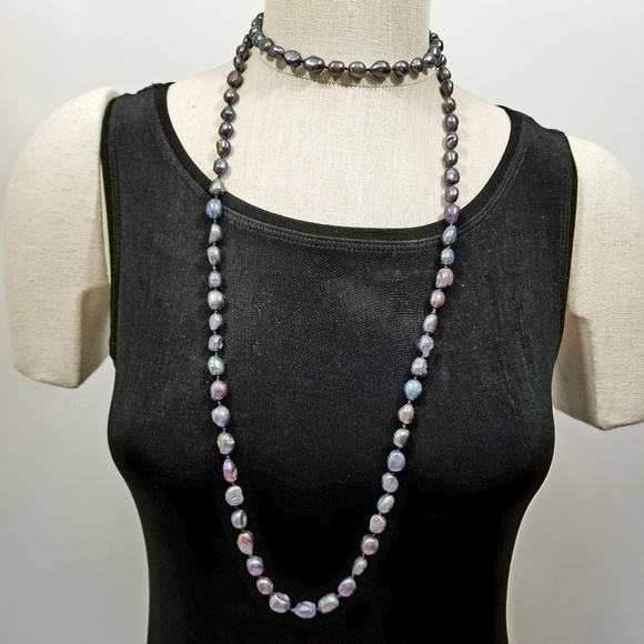 48 Inch Long 8-10mm Freshwater Pearl Rope Necklace - Picture 4 of 6